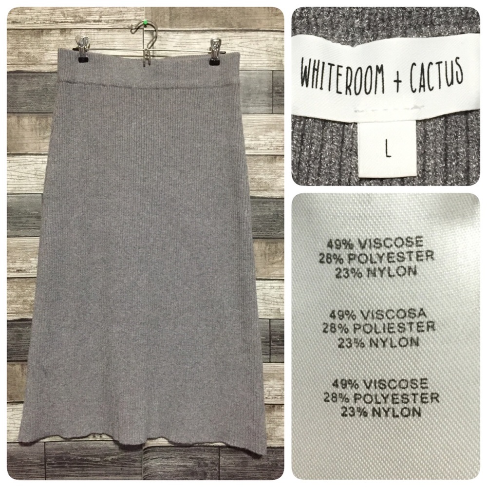 Whiteroom Cactus Ribbed Sweater Skirt Women’s L Gray Casual
